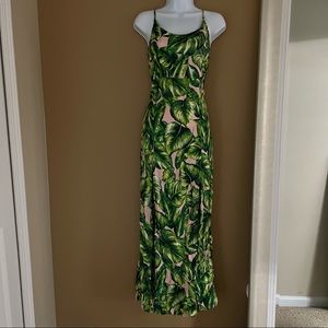FOREVER 21 palm print split maxi dress